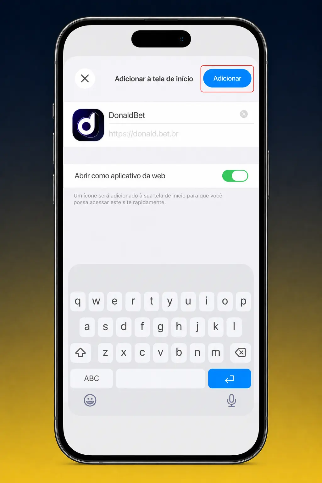 Passo a passo para baixar e instalar o app DonaldBet em iOS via Safari usando PWA