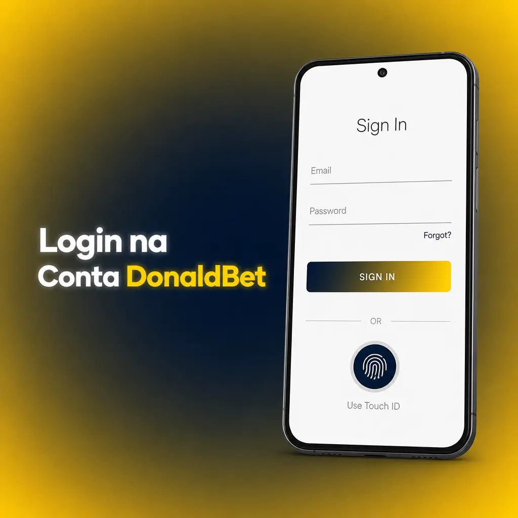 Tela de login na conta DonaldBet mostrando campos para e-mail ou telefone e senha de acesso