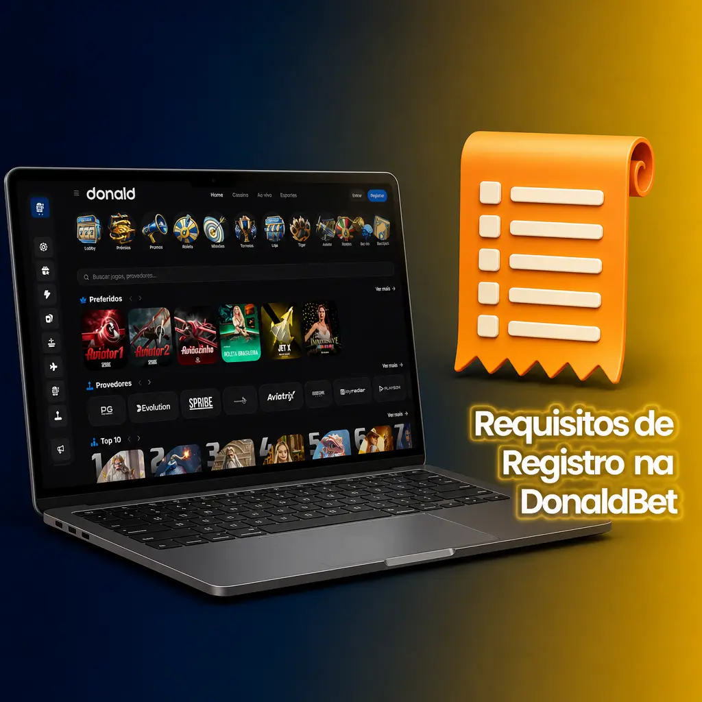 Requisitos para registro na DonaldBet: idade mínima de 18 anos, CPF ativo, documento com foto e comprovante de residência no Brasil.